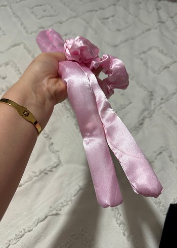 Pembe Saten Kurdele Saç Aksesuarı - Görsel 2