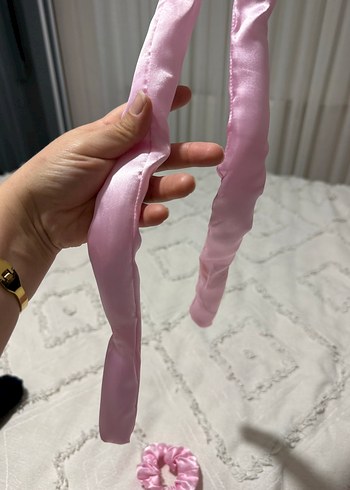 Pembe Saten Kurdele Saç Aksesuarı - Görsel 4