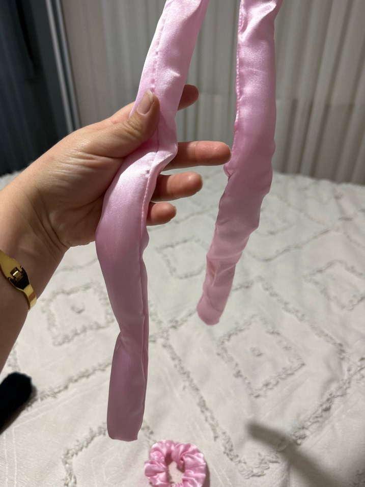 Pembe Saten Kurdele Saç Aksesuarı - Görsel 4