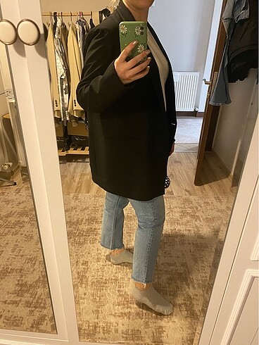 42 Beden Siyah oversize blazer