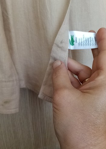 Lacoste Bej Erkek Keten Uzun Kollu Gömlek