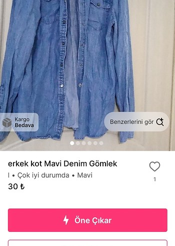 Mavi Uzun Kollu Gri Denim Gömlek