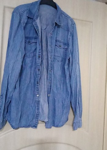 Uzun Kollu Gri Denim Gömlek