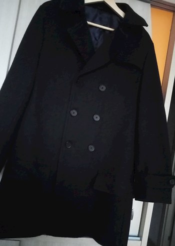 Erkek lacivert Koyu Yün Midi Palto - Görsel 10