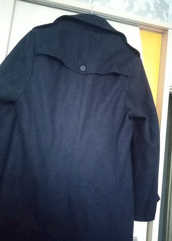 Erkek lacivert Koyu Yün Midi Palto - Görsel 2