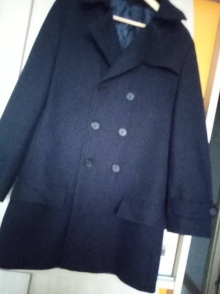 Erkek lacivert Koyu Yün Midi Palto - Görsel 3