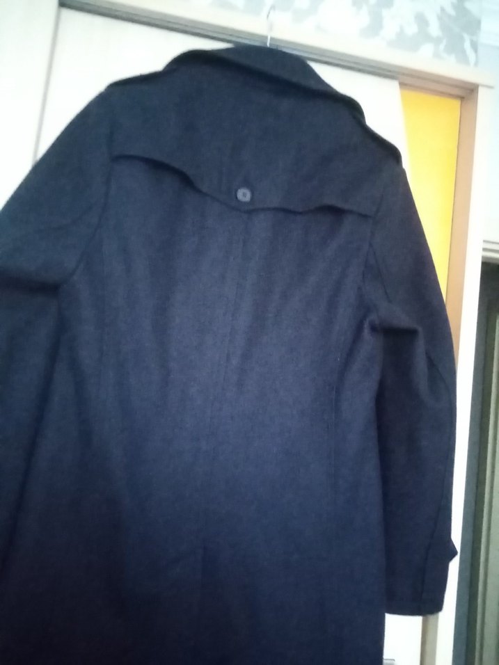 Erkek lacivert Koyu Yün Midi Palto - Görsel 5