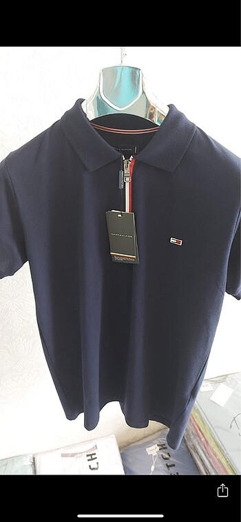 l Beden lacivert Renk TOMMY HİLFİGER POLO YAKA FERMUAR DETAYLI