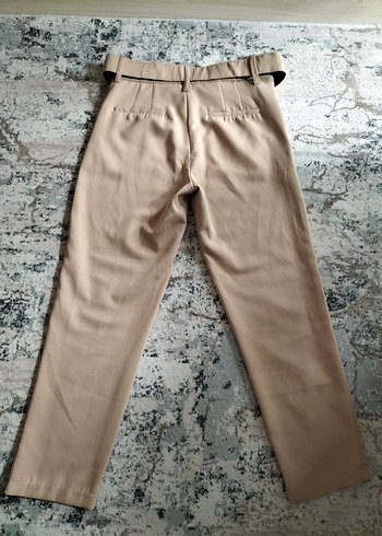 Kemer Detaylı Bej Kadın Kumaş Pantolon - Görsel 6