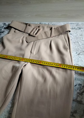 Kemer Detaylı Bej Kadın Kumaş Pantolon - Görsel 11