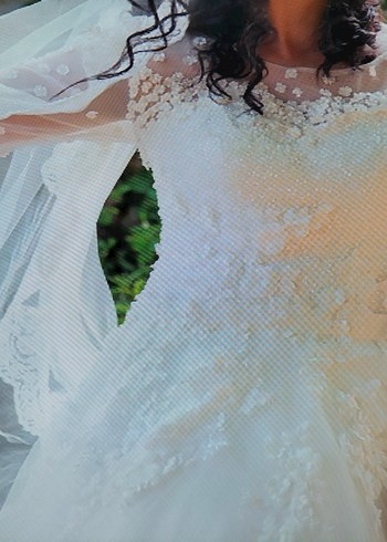 Uzun Kollu Beyaz A-Line Gelinlik - Görsel 3