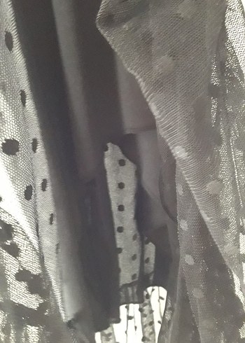 Puantiye Desenli Siyah Uzun V Yakalı Elbise - Görsel 9