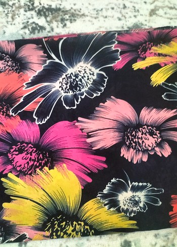 Hazır Şal Bordo Çiçek Desenli İpek Görünümlü Fular - Görsel 11