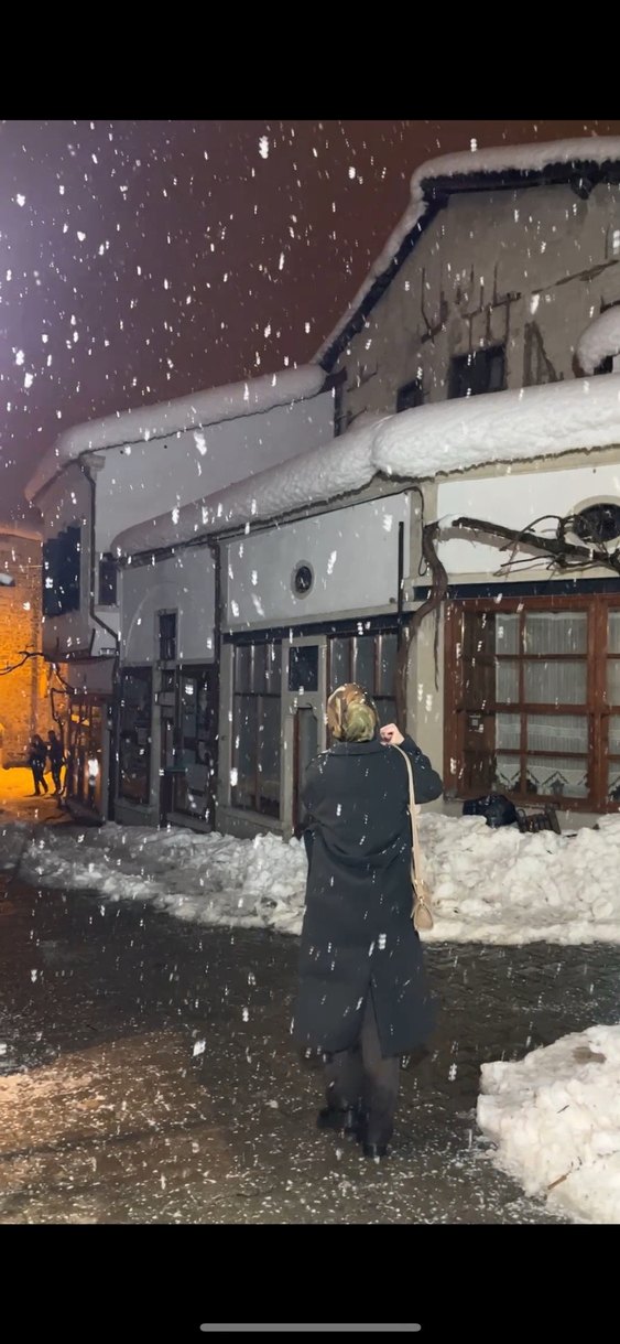 Gri Midi Kemerli Kadın Kaban - Görsel 3