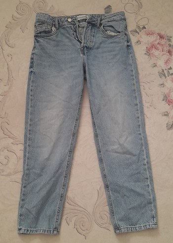 Kadın Gri Denim Midi Boy Bol Kesim Jean