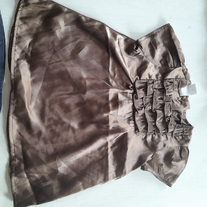 Kız Çocuk Gri Keten Elbise - Görsel 3