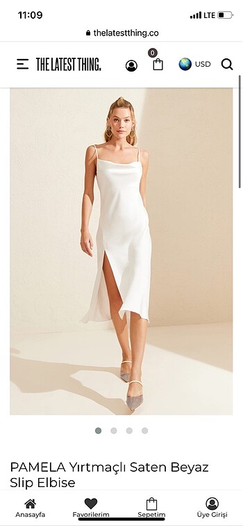 The latest thing, beyaz saten elbise,xs-s bedene uygun