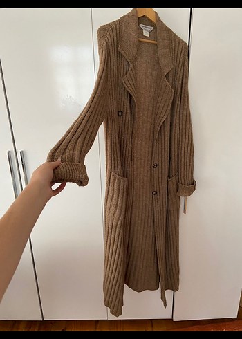 Sportmax Bej Uzun Örgü Kadın Kaban