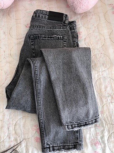 Zara antrasit gri slim fit mom jean pantolon