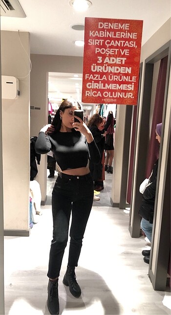 Pull and Bear Berskha siyah kot mom fit jean