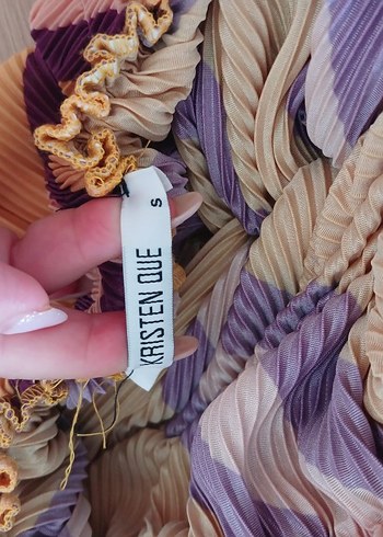 Pembe Çizgili Pilili Midi Etek - Görsel 5