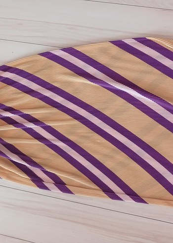 Pembe Çizgili Pilili Midi Etek - Görsel 4