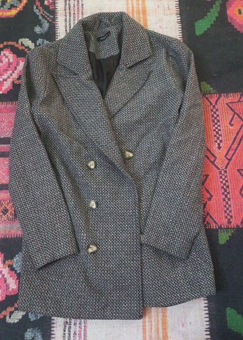 Gri Yılan Desenli Midi Unisex Kaban - Görsel 2