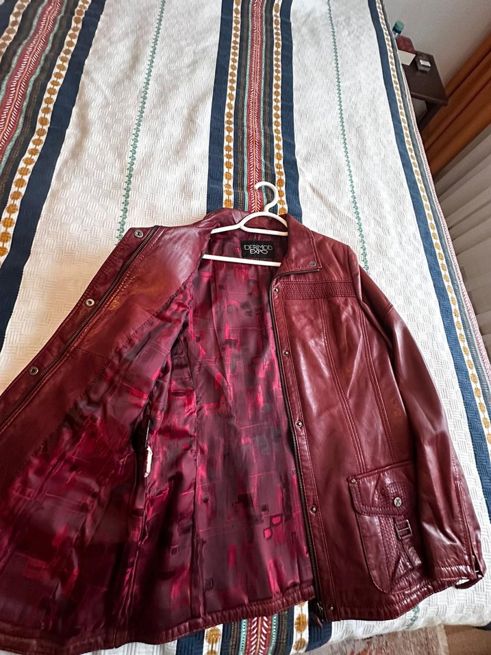 Bordo Deri Kemerli Kadın Ceket - Görsel 2