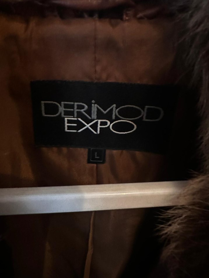 Kahverengi Kürklü Deri Biker Ceket - Görsel 2