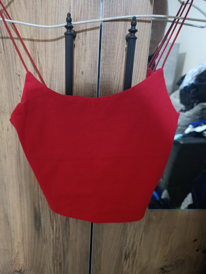 Kırmızı İnce Askılı büstiyer - Görsel 3