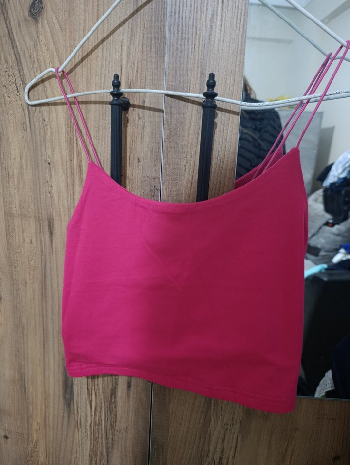 Kadın Pembe İnce Askılı Mini büstiyer - Görsel 3