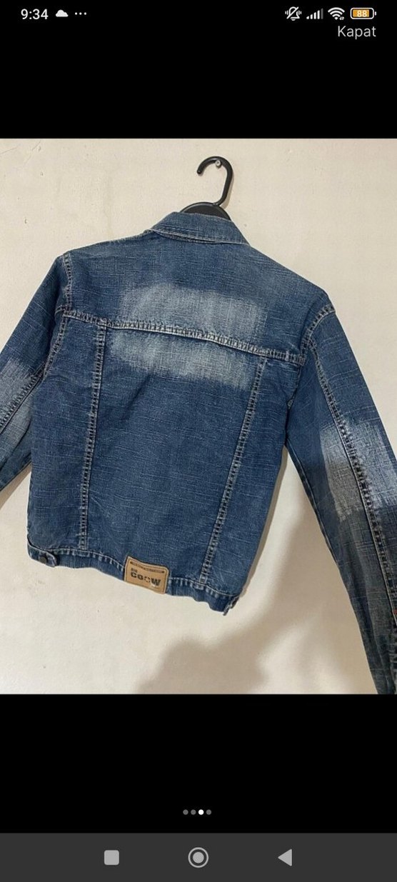 Düğmeli Koyu Mavi Kadın Kot Ceket - Görsel 2