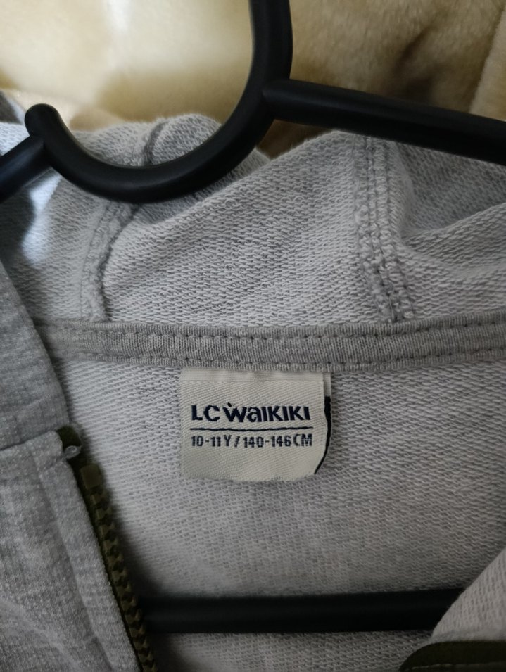 Gri Kapüşonlu Fermuarlı çocuk Ceket - Görsel 5