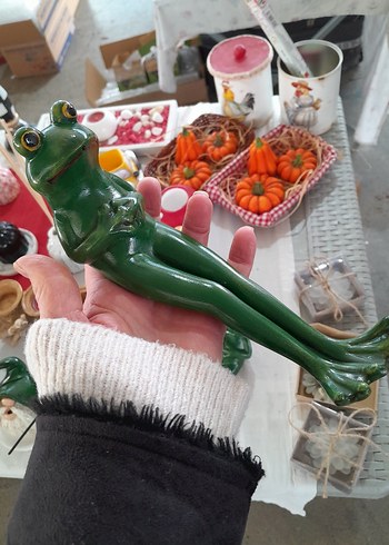 Uzun Bacaklı Yeşil Kurbağa Biblo tütsülük - Görsel 5