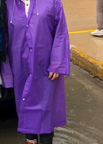 Standart Beden Pembe Kapüşonlu  Yağmurluk - Görsel 4