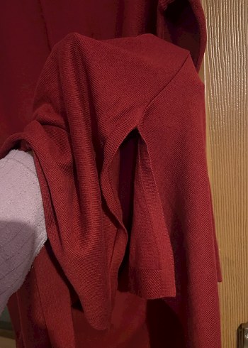 Bordo Uzun Kollu Triko Elbise Tunik - Görsel 6