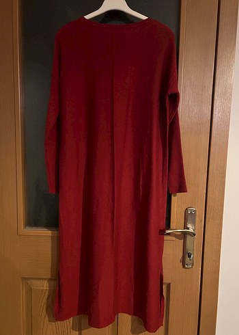 Bordo Uzun Kollu Triko Elbise Tunik - Görsel 4