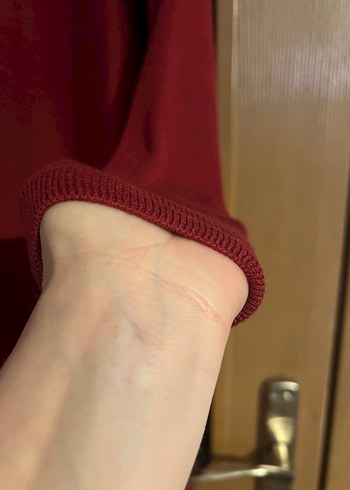 Bordo Uzun Kollu Triko Elbise Tunik - Görsel 7