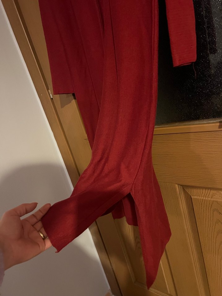 Bordo Uzun Kollu Triko Elbise Tunik - Görsel 2