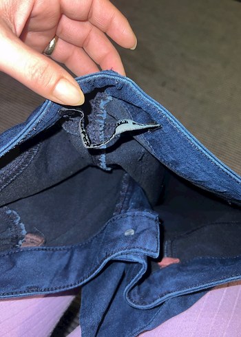 Düğmeli Lacivert Kadın Jean - Görsel 9