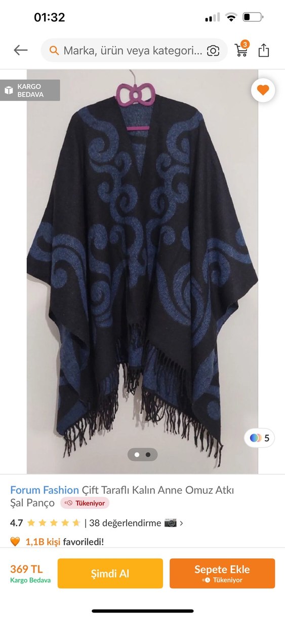 Forum Fashion Çift Taraflı Kalın Panço - Görsel 2