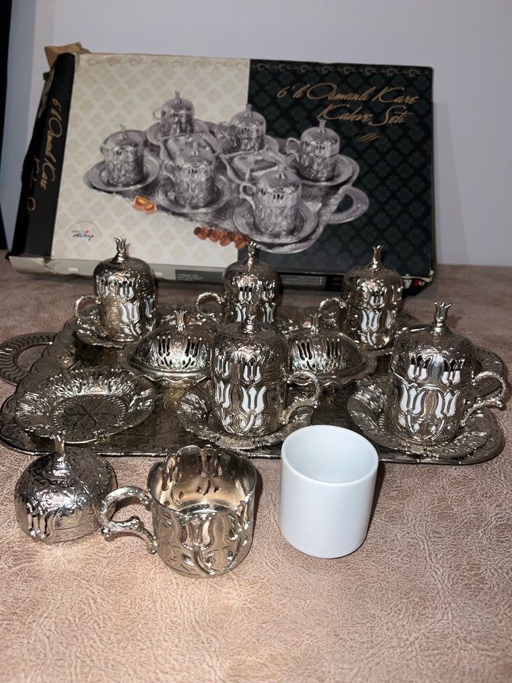 Gümüş Osmanlı Kahve Fincanı Seti - Görsel 2