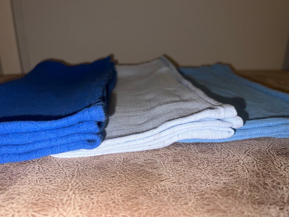 Mavi Pamuklu 3'lü Müslin Örtü Seti - Görsel 3