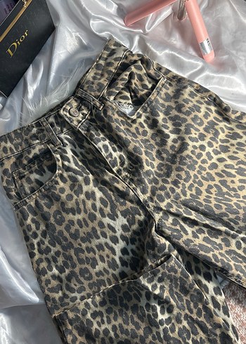 Defacto Kahverengi Leopar Desenli Midi Kadın Kumaş Pantolon