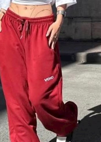 Bordo Rahat Kesim Kadın Eşofman Altı - Görsel 2