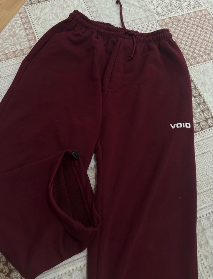 Bordo Rahat Kesim Kadın Eşofman Altı - Görsel 3