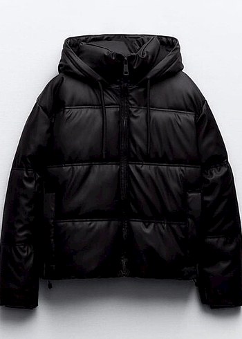 Bershka Siyah Kapusonlu Sisme Mont