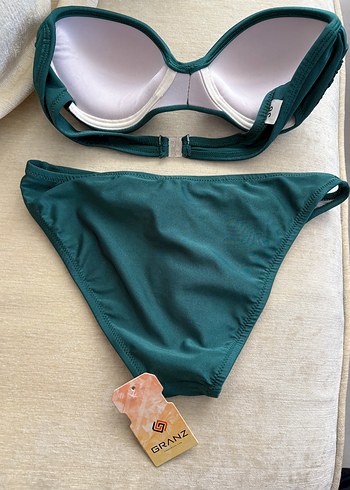 36 Beden turkuaz Renk Granz Marka Straplez Bikini Takımı