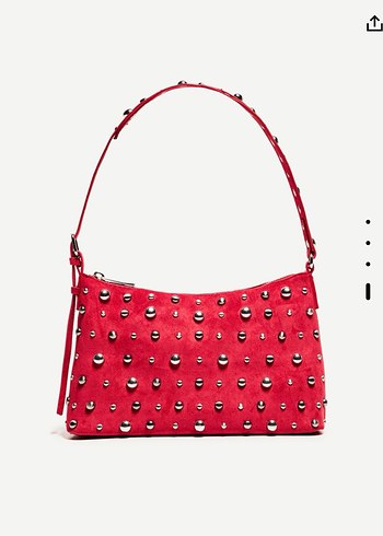 Bershka Zımbalı Kırmızı Suni Süet Çanta