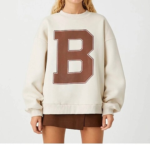 Koton b harf baskılı bej renk sweatshirt